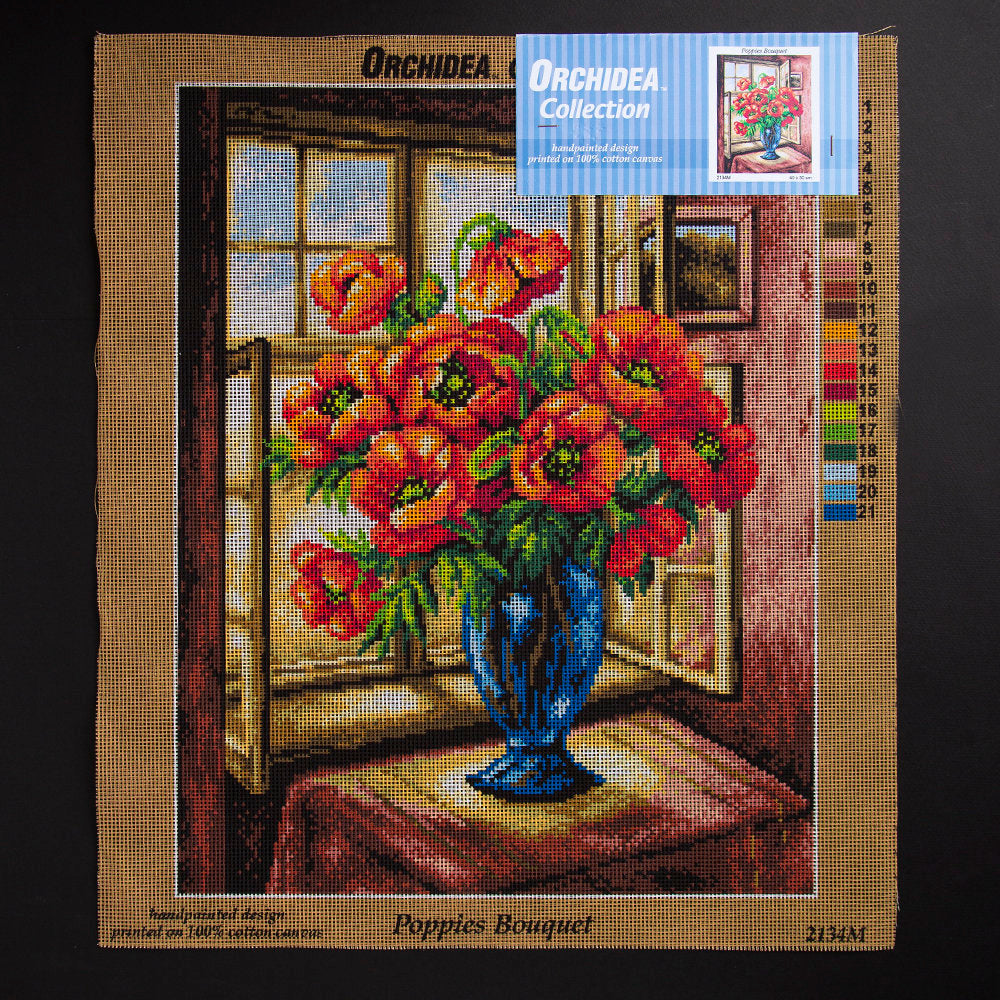 ORCHİDEA 40 x 50 cm Gelincik Buketi Baskılı Goblen 2134M